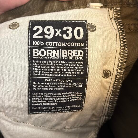 Express Jeans Mens 29X30 Brown Casual Denim Rocco Slim Fit Skinny Leg Mid Rise - Picture 8 of 8